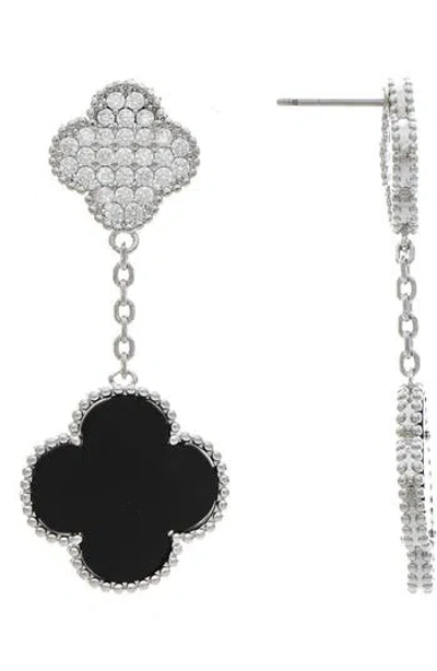 Rivka Friedman Pavé Cz & Onyx Clover Drop Earrings In Black