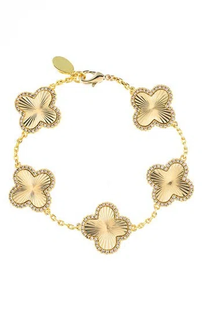 Rivka Friedman Pavé Cz Clover Station Bracelet