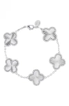 Rivka Friedman Pavé Cz Clover Station Bracelet In Metallic