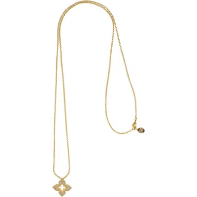Rivka Friedman Pavé Cz Flower Pendant Necklace In Gold