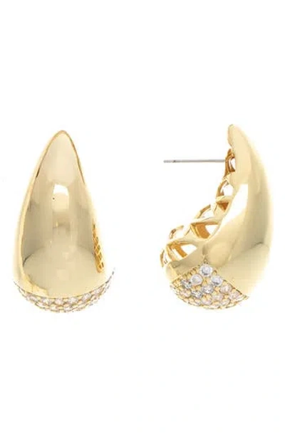 Rivka Friedman Pavé Cz Teardrop Half Hoop Earrings