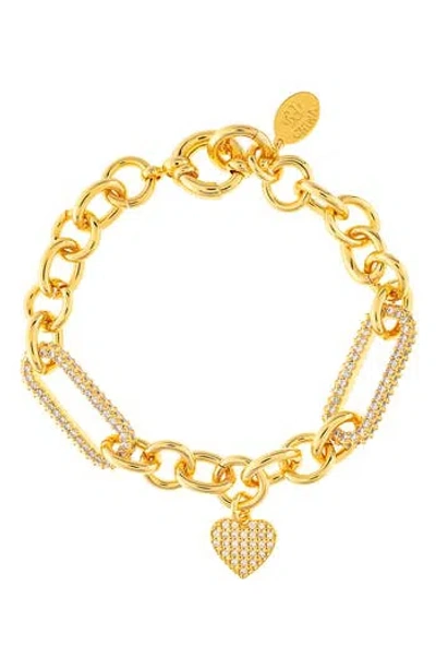 Rivka Friedman Pavé Heart Charm Bracelet