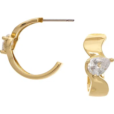 Rivka Friedman Pear Cubic Zirconia Hoop Earrings In Gold