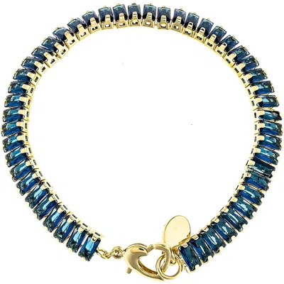 Rivka Friedman Rectangle Cubic Zirconia Tennis Bracelet In Blue