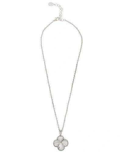 Rivka Friedman Textured Clover Pendant Necklace In Metallic