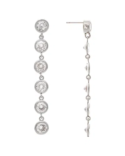 Rivka Friedman Rhodium Plated Cz Dangle Earrings In Metallic