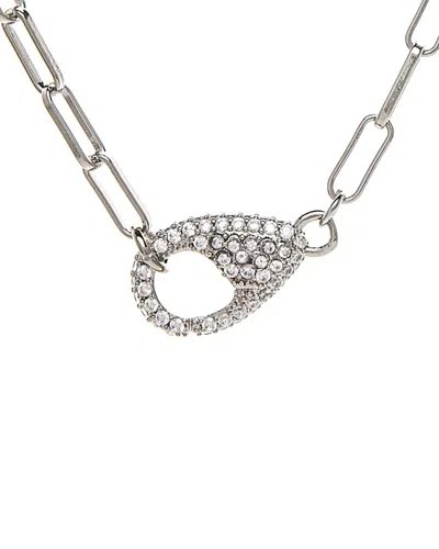 RIVKA FRIEDMAN RIVKA FRIEDMAN RHODIUM PLATED CZ PAPERCLIP CHAIN NECKLACE