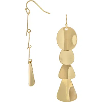 Rivka Friedman Satin Disc Tiered Drop Earrings In Gold