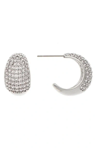 Rivka Friedman Teardrop Cz Pavé Huggie Hoop Earrings In Metallic