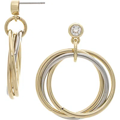 Rivka Friedman Two Tone Front Facing Hoop Earrings In Gold