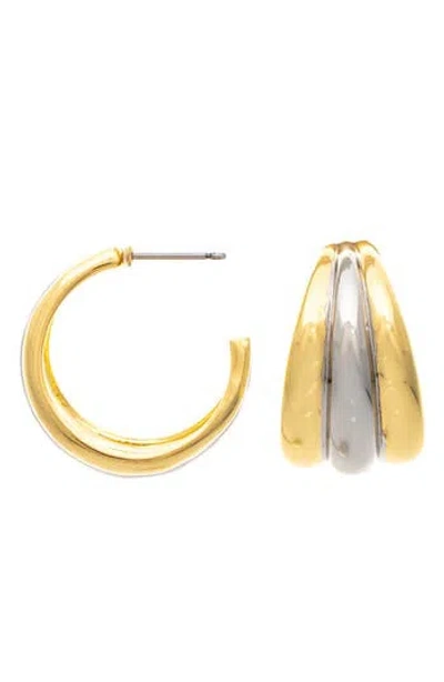 Rivka Friedman Two Tone Hoop Earrings In Gold