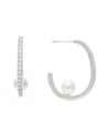 Rivka Friedman White Rhodium Plated  Cz Earrings