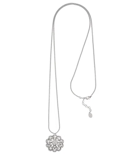 Rivka Friedman White Rhodium Plated Cz Necklace In Metallic