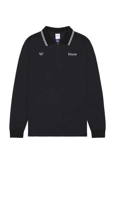 Rivvia Projects Sports Long Sleeve Polo In Black