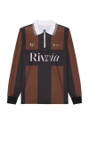Rivvia Projects Team Vv Long Sleeve Polo In Black,brown