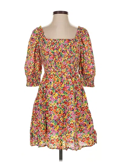 Pre-owned Rixo For Target 3/4 Sleeve Top Yellow Square Neckline Tops