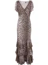 Rixo London Rixo Amelle Leopard Pattern Maxi Dress In Black  
