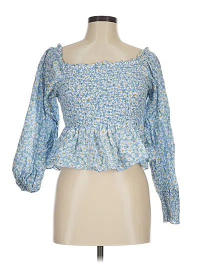 Pre-owned Rixo London 3/4 Sleeve Blouse In Blue