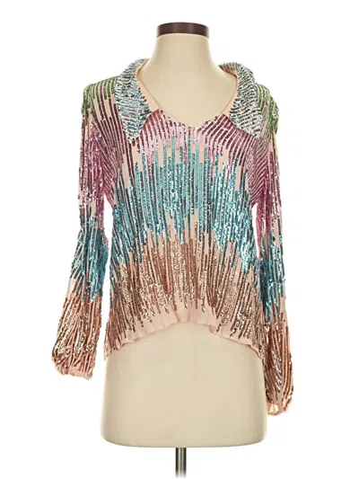 Pre-owned Rixo London 3/4 Sleeve Blouse In Purple