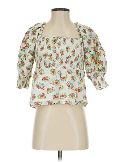 Pre-owned Rixo London 3/4 Sleeve Blouse In White