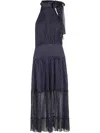 Rixo London Rixo Abi Polka Dot Printed Fitted Waist Midi Dress In Blue