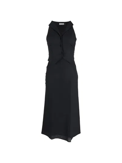 Pre-owned Rixo London Accent Midi Dress In Black