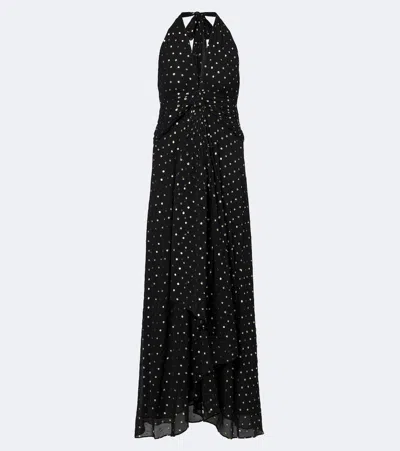Rixo London Alaina Polka-dot Halterneck Midi Dress In Black