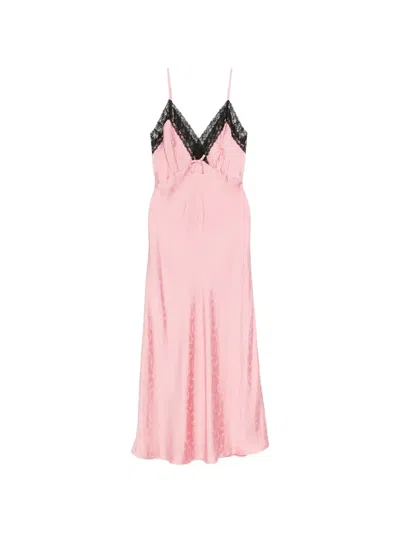 Rixo London Alberta Lace-trim Jacquard Maxi Dress In Pink
