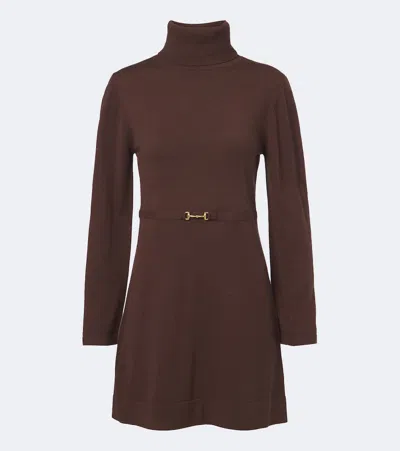 Rixo London Aly Wool And Cashmere Sweater Dress In Burgundy