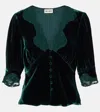 Rixo London Amanda Lace-trimmed Velvet Top In Green