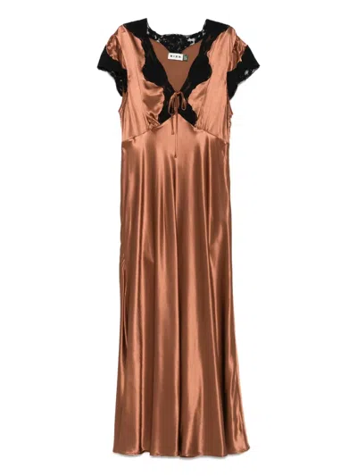 RIXO LONDON AMARI LACE-TRIMMED SATIN DRESS