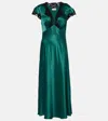 Rixo London Amari Satin Midi Dress In Green