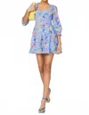 Rixo London Ambretta Mini Dress In Blue In Blue