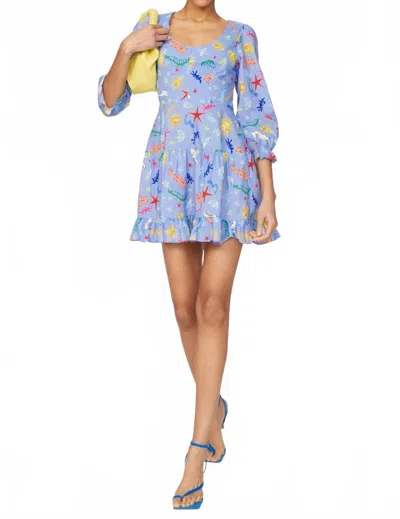 Rixo London Ambretta Mini Dress In Blue