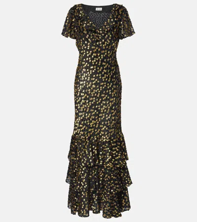 Rixo London Amelle Embellished Tiered Maxi Dress In Black