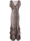 Rixo London Rixo Amelle Leopard Pattern Maxi Dress In Antelope Spot Black