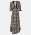 Rixo London Amina Floral Crêpe Midi Dress In Black