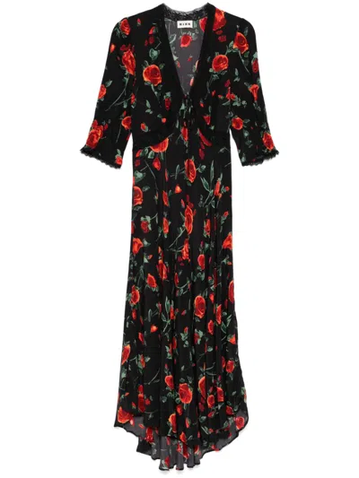 Rixo London Amina Midi Dress In Black