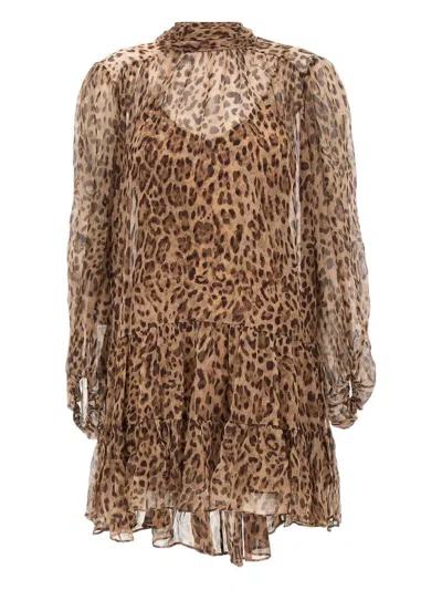 Rixo London Anaya Animal-print Scarf Mini Dress In Animal Print