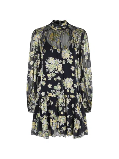 Rixo London Anaya Floral-print Mini Dress In Black