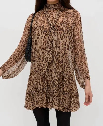 Rixo London Anaya Mini Dress In Mila Leopard Brown In Multi