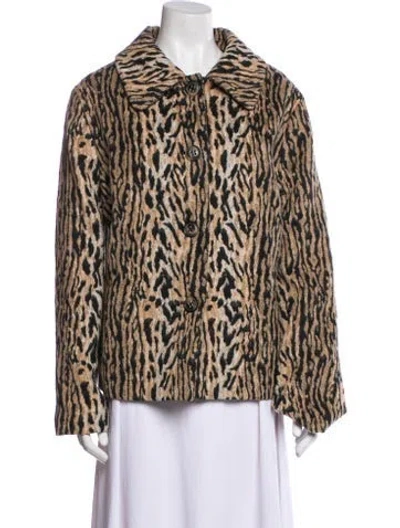 Pre-owned Rixo London Animal Print Faux Fur Jacket In Neutral