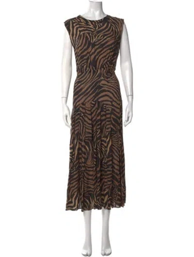 Pre-owned Rixo London Animal Print Long Dress In Black