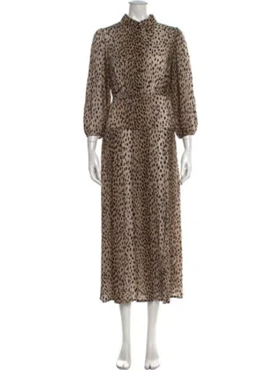 Pre-owned Rixo London Animal Print Long Dress W/ Tags In Multicolor