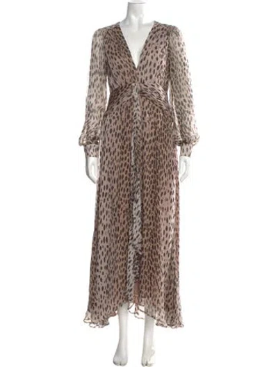 Pre-owned Rixo London Animal Print Long Dress W/ Tags In Neutral
