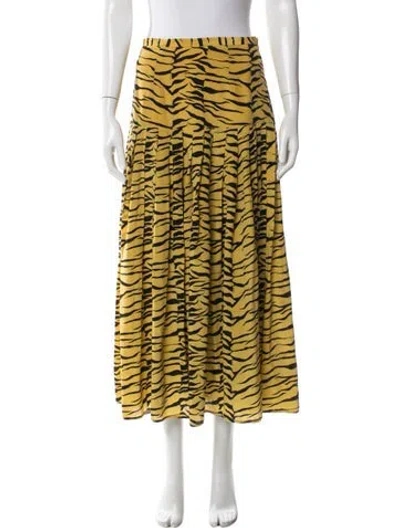 Pre-owned Rixo London Animal Print Long Skirt In Blue