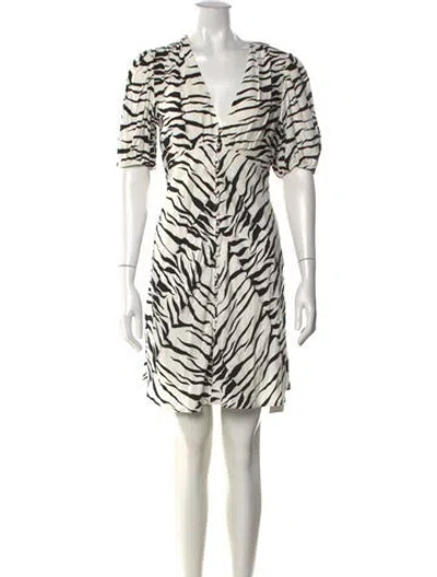 Pre-owned Rixo London Animal Print Mini Dress In Multi