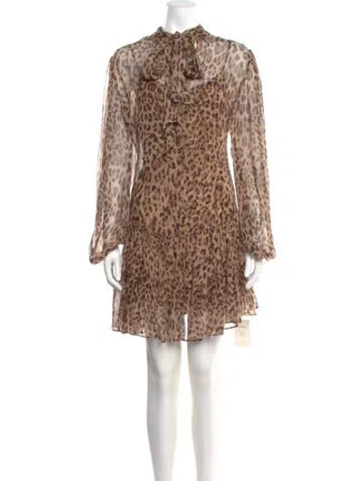 Pre-owned Rixo London Animal Print Mini Dress W/ Tags In Neutral