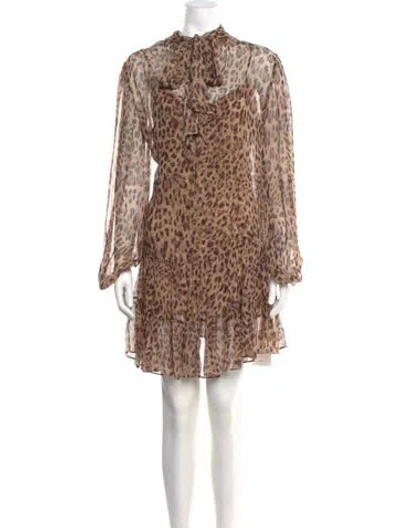 Pre-owned Rixo London Animal Print Mini Dress W/ Tags In Neutral