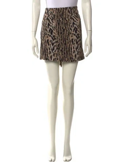 Pre-owned Rixo London Animal Print Mini Skirt In Neutral
